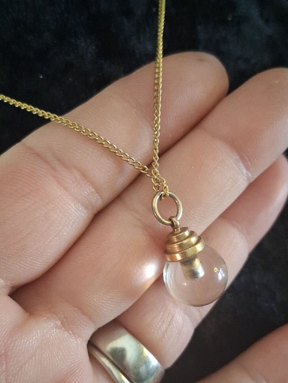Vintage Gold and Clear Glass Orb Necklace with Matching Earrings - Picture 6 of 9